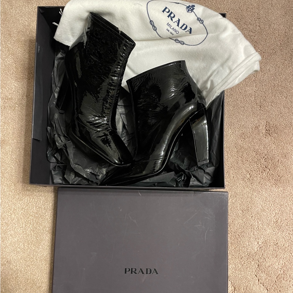 Authentic Patent leather Prada booties